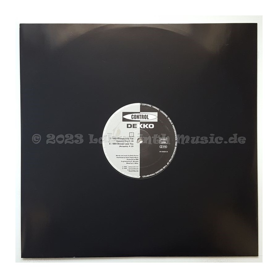 Dekko - I Will Always Love You • 12" Vinyl Maxi • MINT - Labyrinth Music