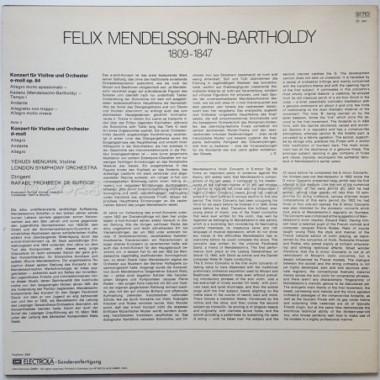 Felix Mendelssohn-Bartholdy - Konzert Für Violine Und Orchester E-Moll Und D-Moll • 12" Vinyl LP • MINT - Labyrinth Music