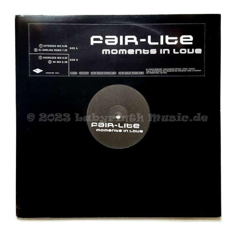 Fair-Lite - Moments In Love • 12" Vinyl Maxi • MINT - Labyrinth Music