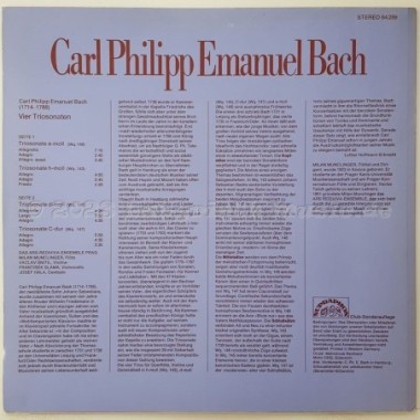 Carl Philipp Emanuel Bach - 4 Triosonaten • 12" Vinyl LP • EX - Labyrinth Music