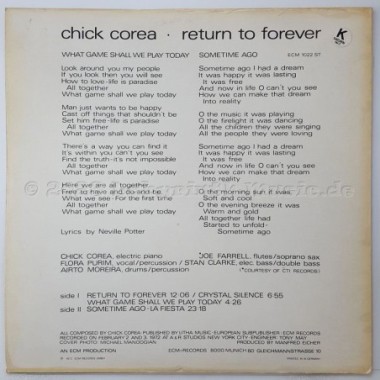 Chick Corea - Return To Forever • 12" Vinyl LP • EX - Labyrinth Music