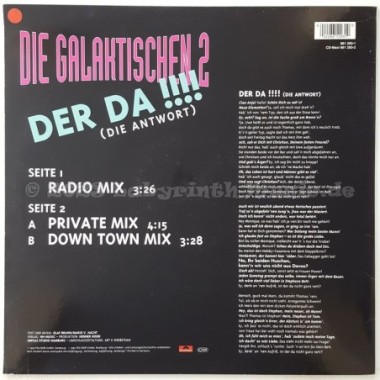 Galaktischen 2, Die - Der Da (Die Antwort) • 12" Vinyl Maxi • NM - Labyrinth Music