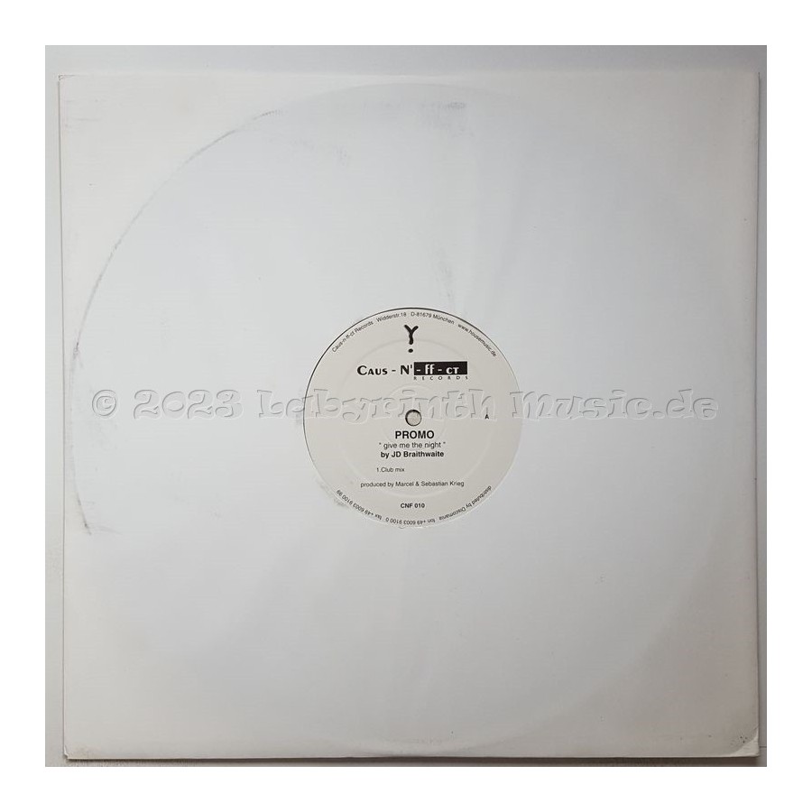 J.D. Braithwaite - Give Me The Night • 12" Vinyl Maxi • MINT - Labyrinth Music