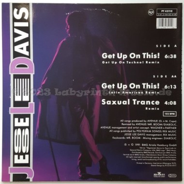 Jesse Lee Davis - Get Up On This • Remix 92 • 12" Vinyl Maxi • MINT - Labyrinth Music