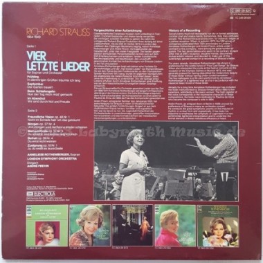 Anneliese Rothenberger - Richard Strauss - Vier Letzte Lieder • 12" Vinyl LP - Labyrinth Music
