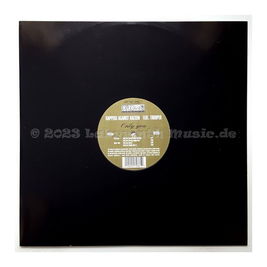 Rappers Against Racism Feat. Trooper - Only You • 12" Vinyl Maxi • MINT - Labyrinth Music