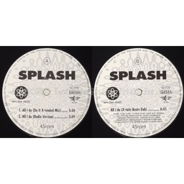 Splash - All I Do • 12" Vinyl Maxi • MINT - Labyrinth Music