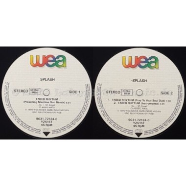 Splash - I Need Rhythm • Preaching Machine Gun Remix • 12" Vinyl Maxi • MINT - Labyrinth Music