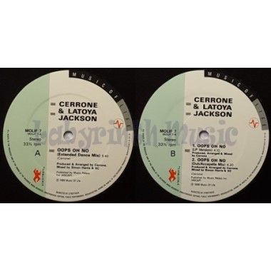 Cerrone & La Toya Jackson - Oops Oh No • 12" Vinyl Maxi • MINT - Labyrinth Music