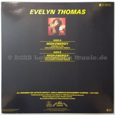 Evelyn Thomas - High Energy • 12" Vinyl Maxi - Labyrinth Music