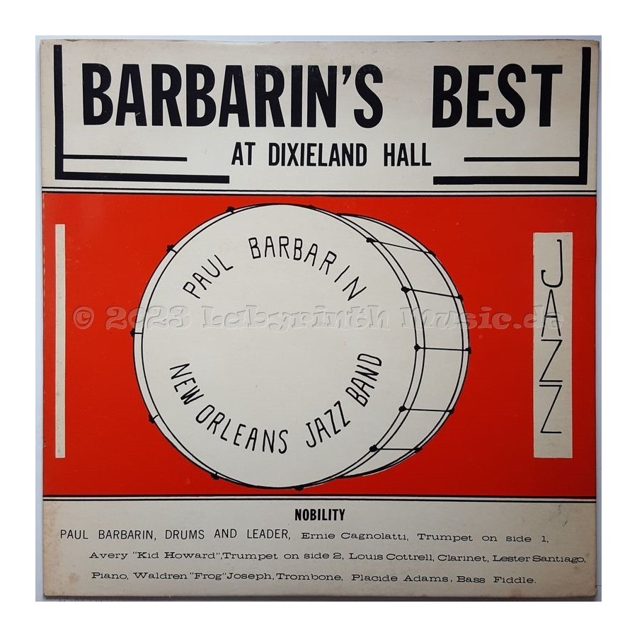 Paul Barbarin And His Jazz Band - Barbarin's Best At Dixieland Hall • 12" Vinyl LP • EX - Labyrinth Music