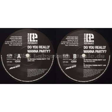 High Performance - Do You Really Wanna Party • 12" Vinyl Maxi • MINT - Labyrinth Music