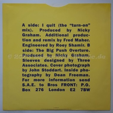 Bros - I Quit • 12" Vinyl Maxi • EX - Labyrinth Music