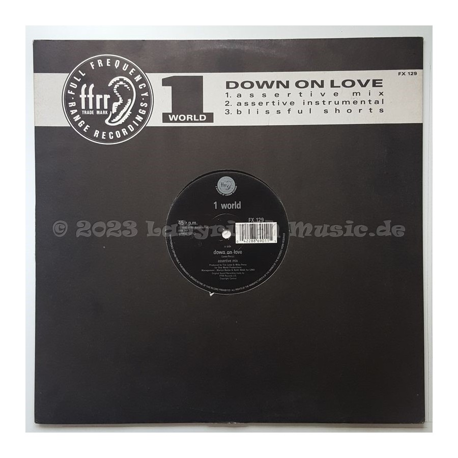 1 World - Down On Love • 12" Vinyl Maxi - Labyrinth Music