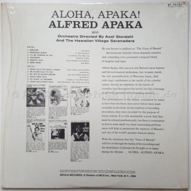Alfred Apaka - Aloha Apaka • 12" Vinyl LP • MINT - Labyrinth Music