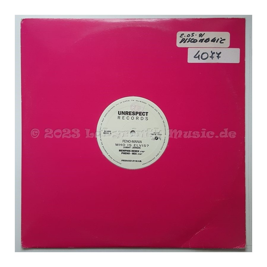 Feno-Mania - Who Is Elvis • 12" Vinyl Maxi - Labyrinth Music