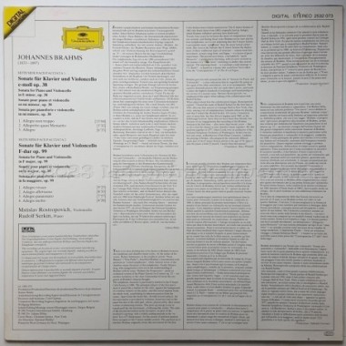 Johannes Brahms - Die Cellosonaten • The Cello Sonatas • 12" Vinyl LP • EX - Labyrinth Music