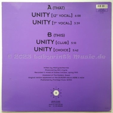 Quazar - Unity • 12" Vinyl Maxi • EX - Labyrinth Music