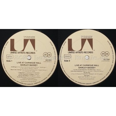Shirley Bassey - Live At Carnegie Hall • 12" Vinyl LP • EX - Labyrinth Music