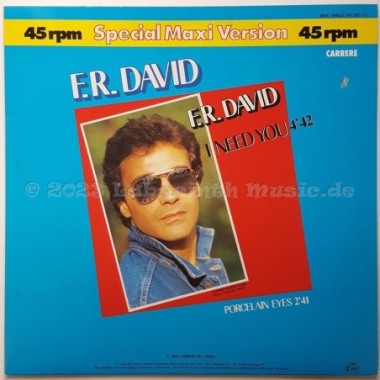 F.R. David - I Need You • 12" Vinyl Maxi • MINT - Labyrinth Music