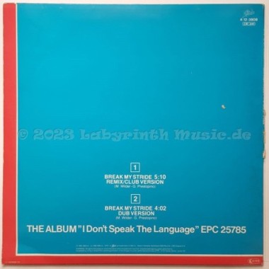 Matthew Wilder - Break My Stride • 12" Vinyl Maxi - Labyrinth Music