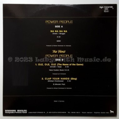 Power People • The Fans - Na Na Na Na • Ole Ole Ole • 12" Vinyl Maxi - Labyrinth Music