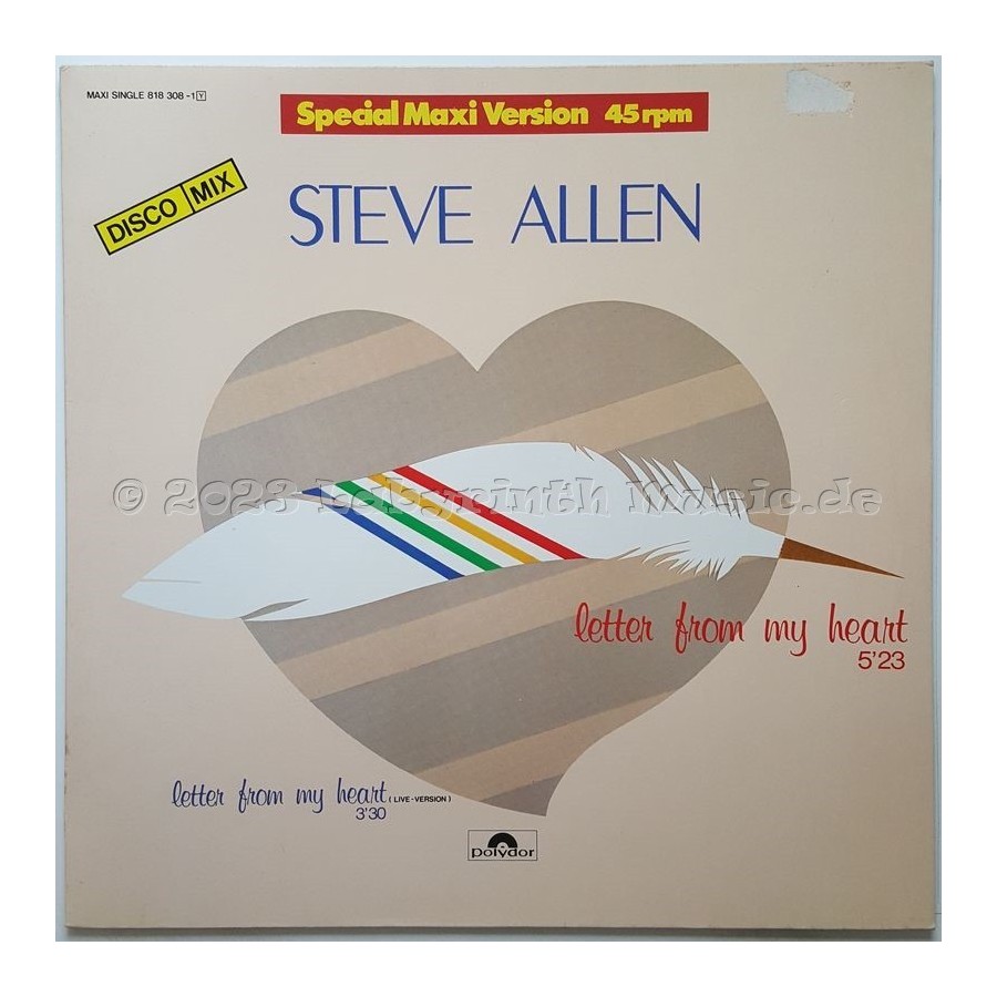 Steve Allen - Letter From My Heart • 12" Vinyl Maxi • EX - Labyrinth Music