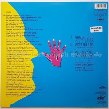 Stoppok - Ärger (Du Kannst Mich) • 12" Vinyl Maxi • EX - Labyrinth Music