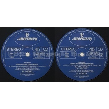 Al Corley - Square Rooms • Long Version • 12" Vinyl Maxi - Labyrinth Music