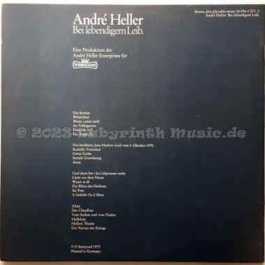 André Heller - Bei Lebendigem Leib • 12" Vinyl LP • EX - Labyrinth Music