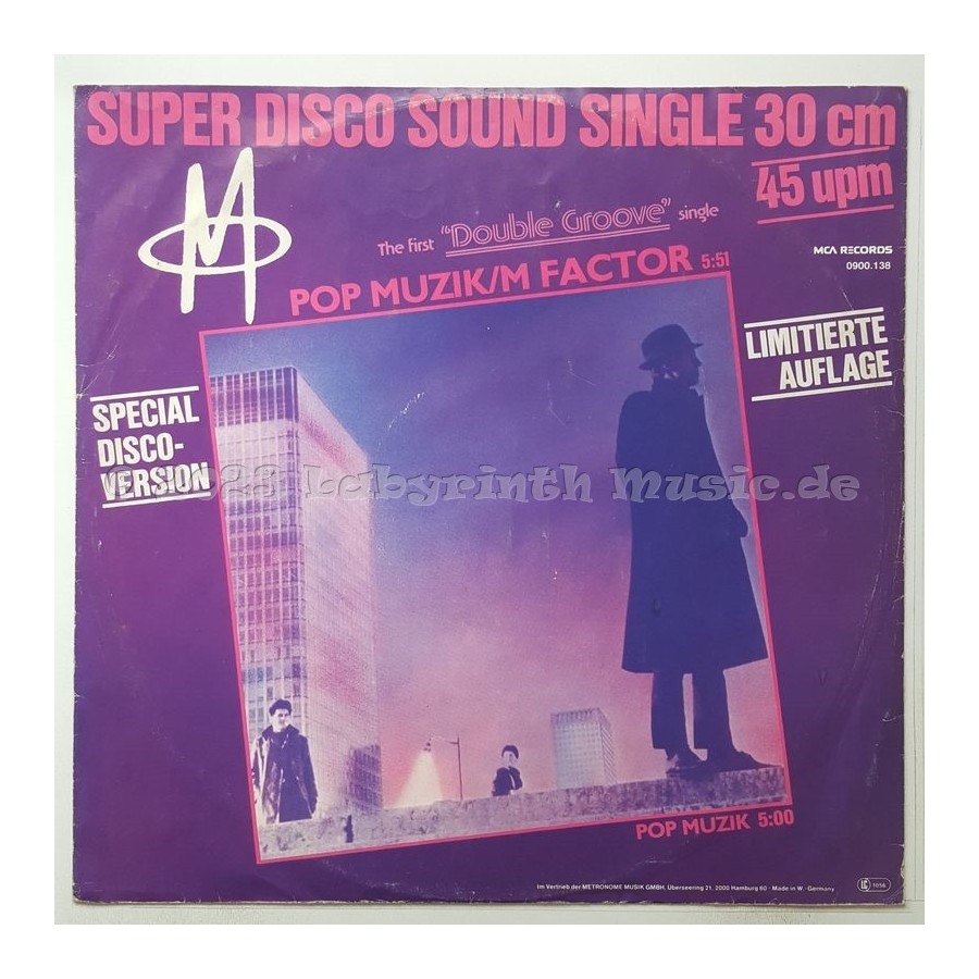 M - Pop Muzik • 12" Vinyl Maxi • EX - Labyrinth Music