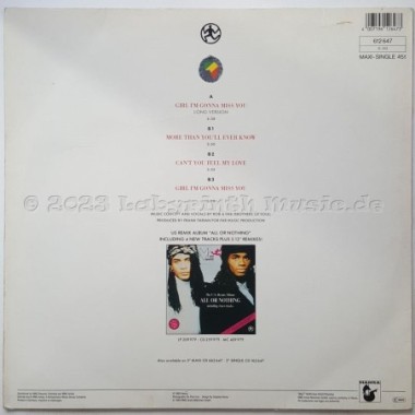 Milli Vanilli - Girl I'm Gonna Miss You • 12" Vinyl Maxi • EX - Labyrinth Music