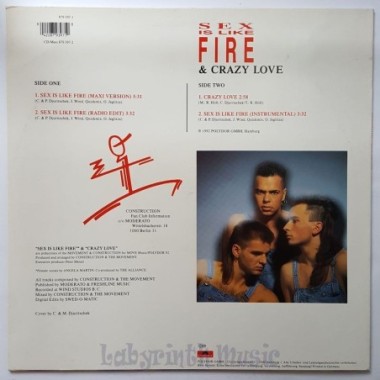 Construction - Sex Is Like Fire • 12" Vinyl Maxi • MINT - Labyrinth Music