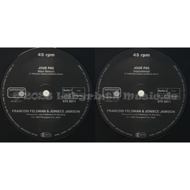 Francois Feldman & Joniece Jamison - Joue Pas • 12" Vinyl Maxi • MINT - Labyrinth Music