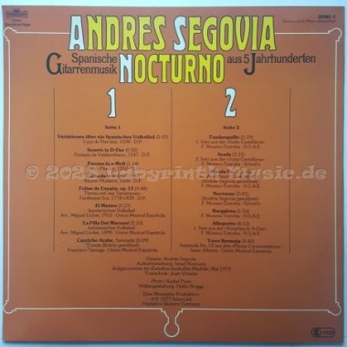 Andres Segovia - Nocturnes • Spanische Gitarrenmusik Aus 5 Jahrhunderten • 12" Vinyl LP • EX - Labyrinth Music