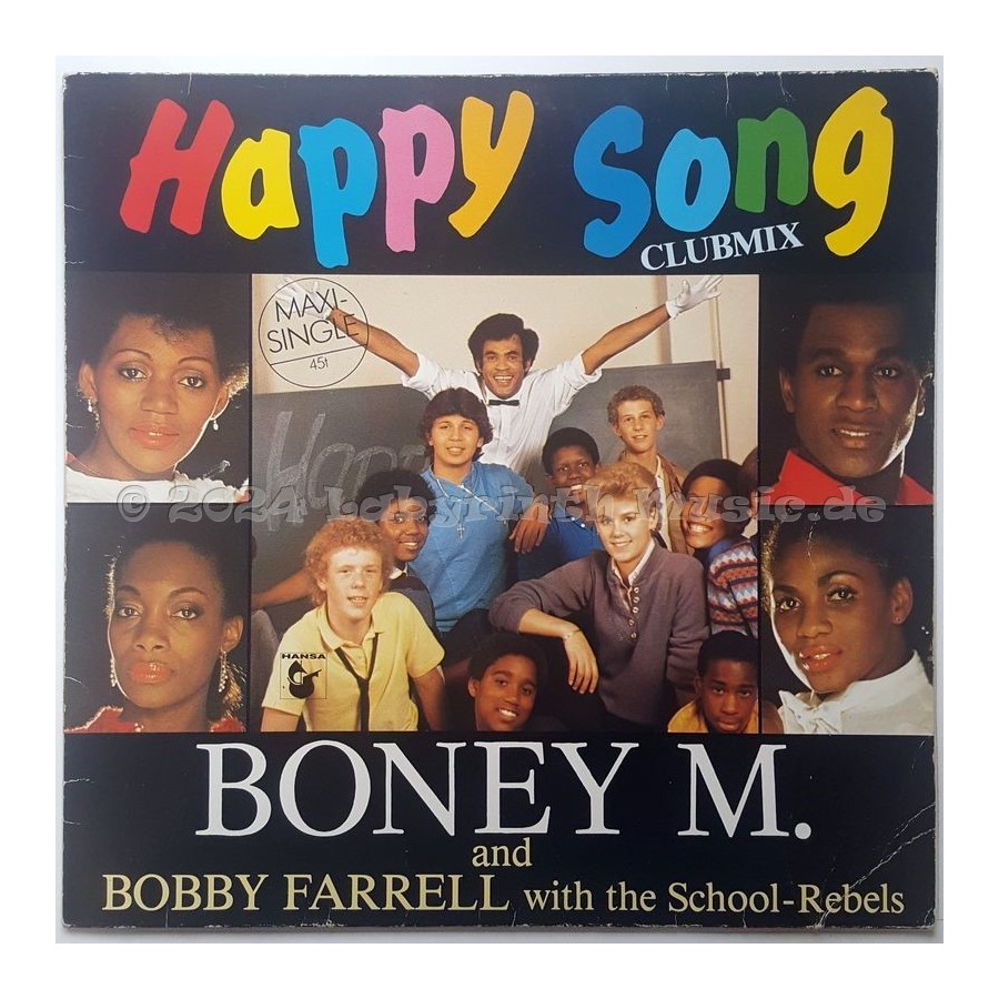 Boney M. And Bobby Farrell With The School Rebels - Happy Song • 12" Vinyl Maxi - Labyrinth Music