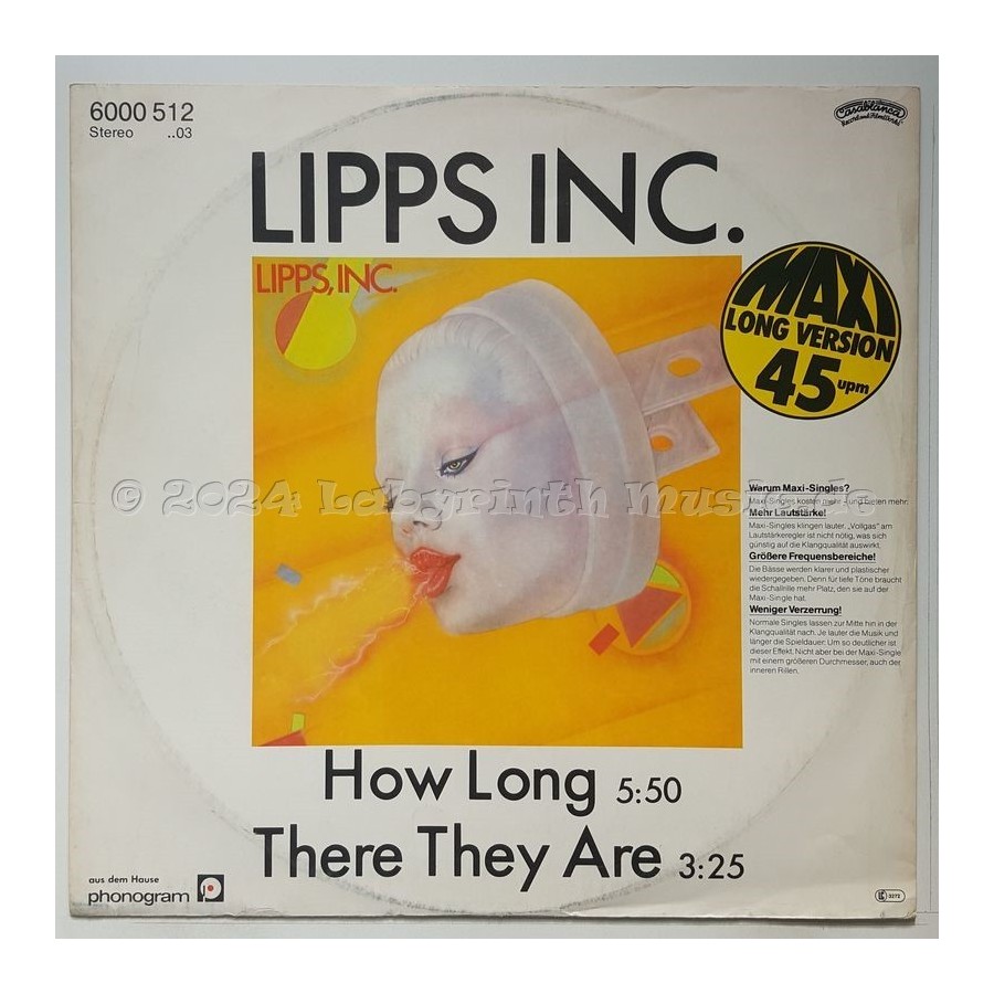 Lipps, Inc. - How Long • 12" Vinyl Maxi - Labyrinth Music