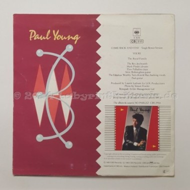 Paul Young - Come Back And Stay • Single Remix Version • 7" Vinyl - Labyrinth Music