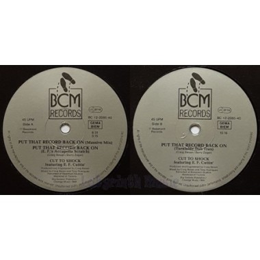 Cut To Shock Feat. E.F. Cuttin' - Put That Record Back On • 12" Vinyl Maxi • EX - Labyrinth Music