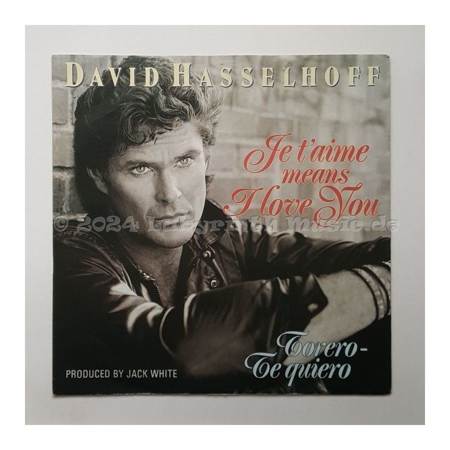 David Hasselhoff - Je T'aime Means I Love You • 7" Vinyl - Labyrinth Music