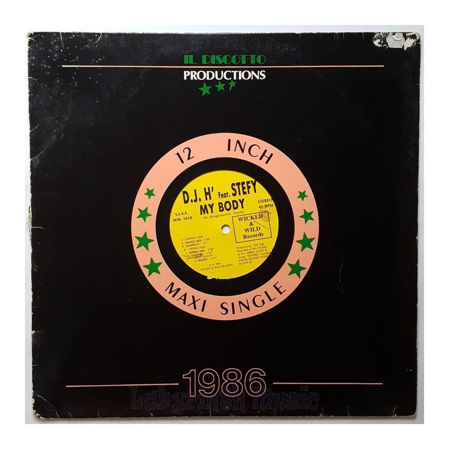 D.J. H' Feat. Stefy - My Body • 12" Vinyl Maxi - Labyrinth Music
