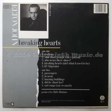 Elton John - Breaking Hearts • 12" Vinyl LP • EX - Labyrinth Music