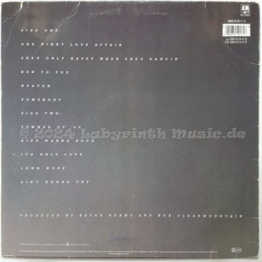 Bryan Adams - Reckless • 12" Vinyl LP - Labyrinth Music