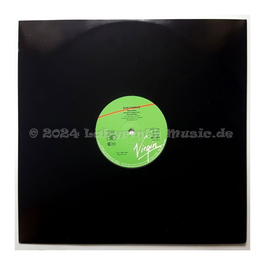 Eurythmics - Sexcrime • Nineteen Eighty-Four • 12" Vinyl Maxi - Labyrinth Music