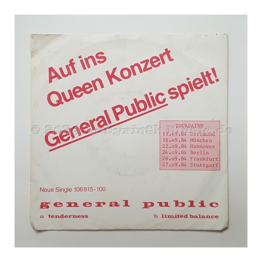 General Public - Tenderness • 7" Vinyl • EX - Labyrinth Music