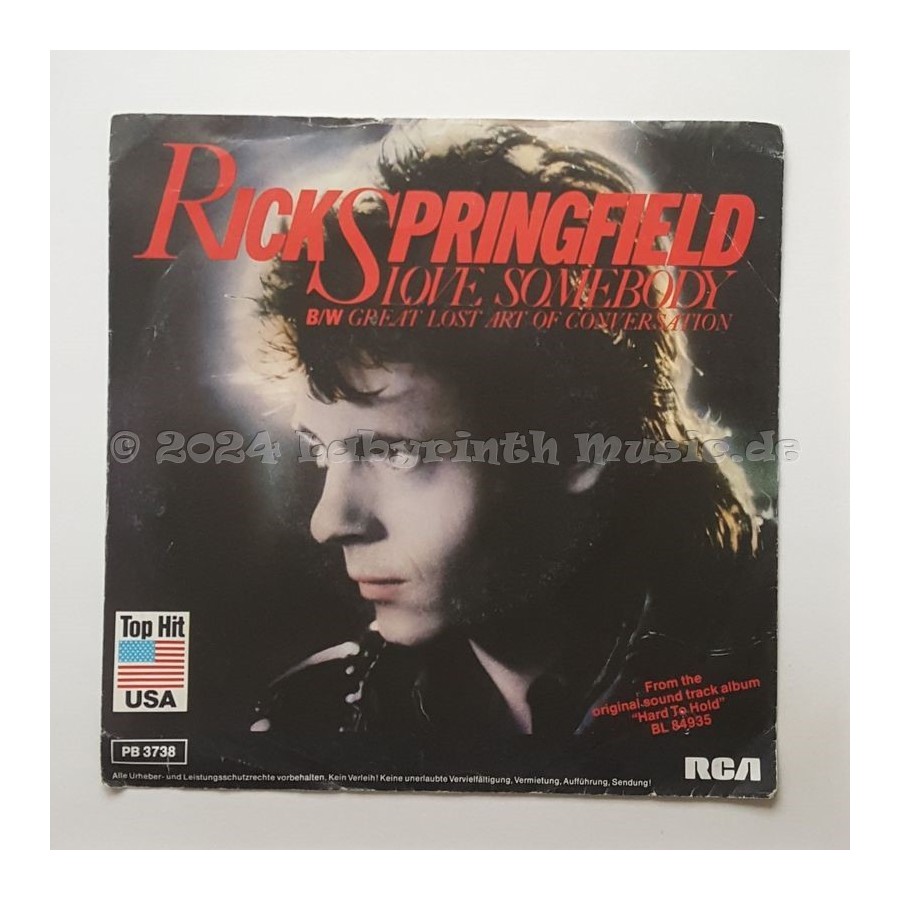 Rick Springfield - Love Somebody • 7" Vinyl • EX - Labyrinth Music