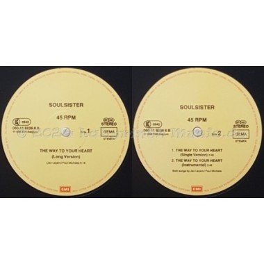 Soulsister - The Way To Your Heart • 12" Vinyl Maxi • MINT - Labyrinth Music