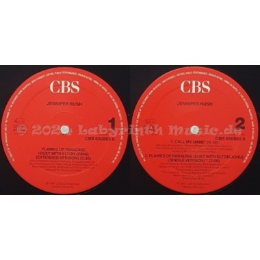 Jennifer Rush • Elton John - Flames Of Paradise • 12" Vinyl Maxi • EX - Labyrinth Music