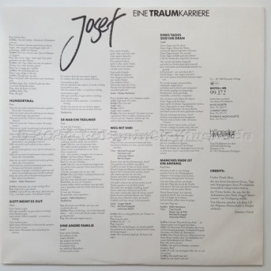 Jürgen Werth • Johannes Nitsch - Josef - Eine Traumkarriere • 12" Vinyl LP • EX - Labyrinth Music