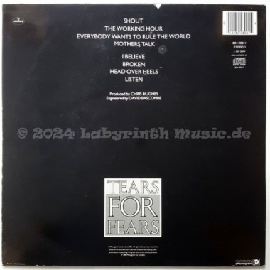 Tears For Fears - Songs From The Big Chair • 12" Vinyl LP - Labyrinth Music
